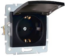 Розетка с заземлением без рамки Lezard Karina 1-м. крышка шторки черный бархат картинка